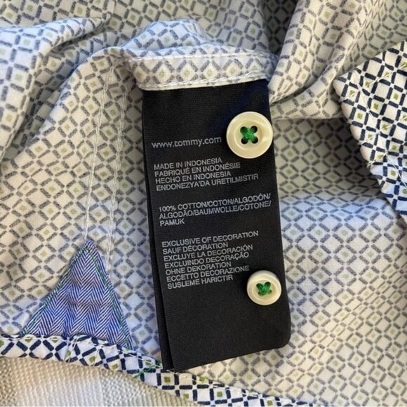 Tommy Hilfiger button down shirt New York fit blue white green 100% cotton Small - Picture 6 of 11